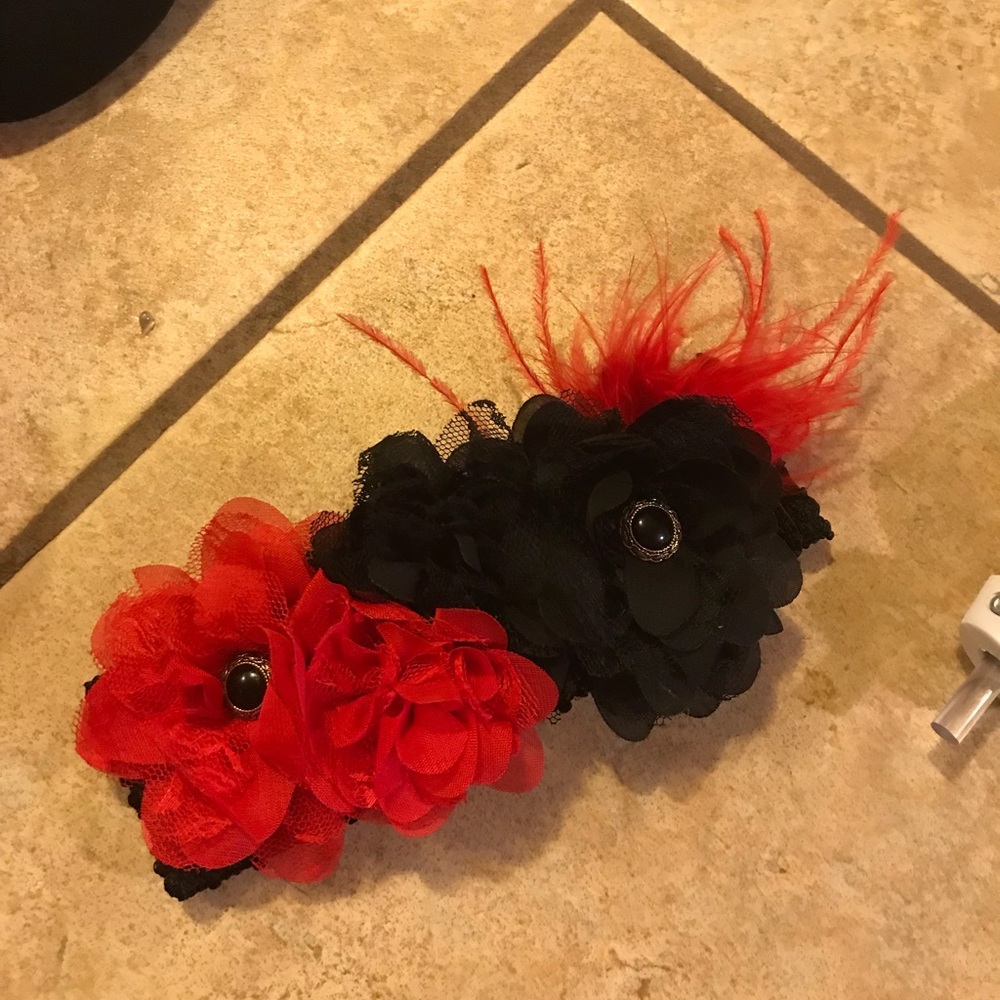Red and black headband